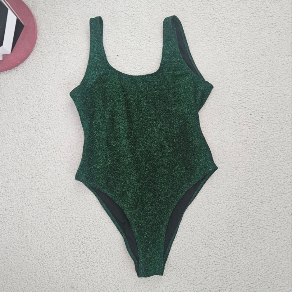 Shekini High Cut Glittery One Piece Swimsuit